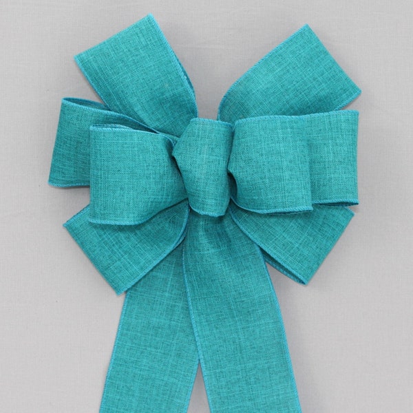 Teal Rustic Wreath Bow - Fall Teal Bow, Teal Wreath Bow, Rustic Fall Bow, Fall Decorations, Thanksgiving Decorations