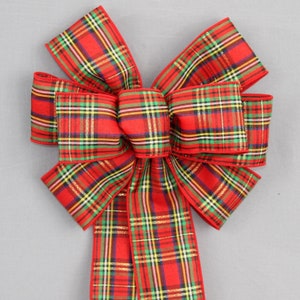 Red Tartan Christmas Plaid Wreath Bow - Christmas Wreath Bow, Plaid Christmas Bow image 1