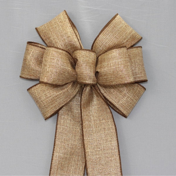Rustic Natural Gold Fall Wreath Bow - Fall Wreath Bow, Rustic Fall Bow, Fall Burlap Bow, Fall Decorations, Thanksgiving Decorations