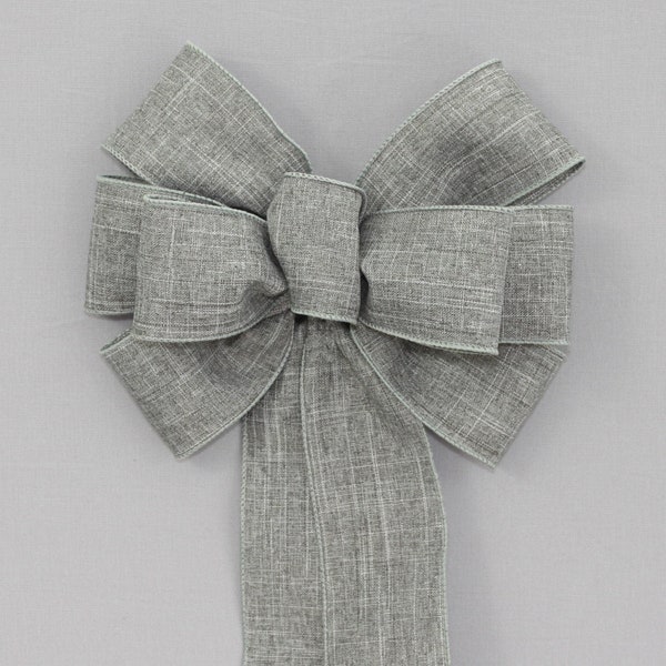 Gray Rustic Wreath Bow - Gray Wreath Bow, Rustic Fall Bow, Fall Decorations, Thanksgiving Decorations