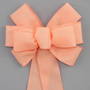 Peach Rustic Wreath Bow - Easter Wreath Bow, Spring Rustic Bow, Available in 31 colors