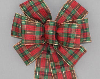 Tartan Plaid Christmas Wreath Bow - Plaid Christmas Bow, Tartan Plaid Bow