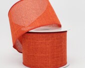 10 yards Burnt Orange Linen Fall Wire Edge Ribbon - Fall Rustic Ribbon, Ribbon for Wreaths, Fall Wire Edge Ribbon