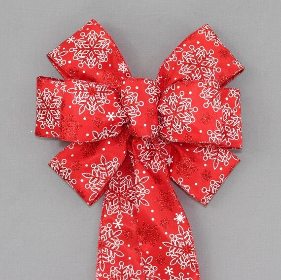 Red Sparkle Snowflake Christmas Wreath Bow Snowflake Christmas 