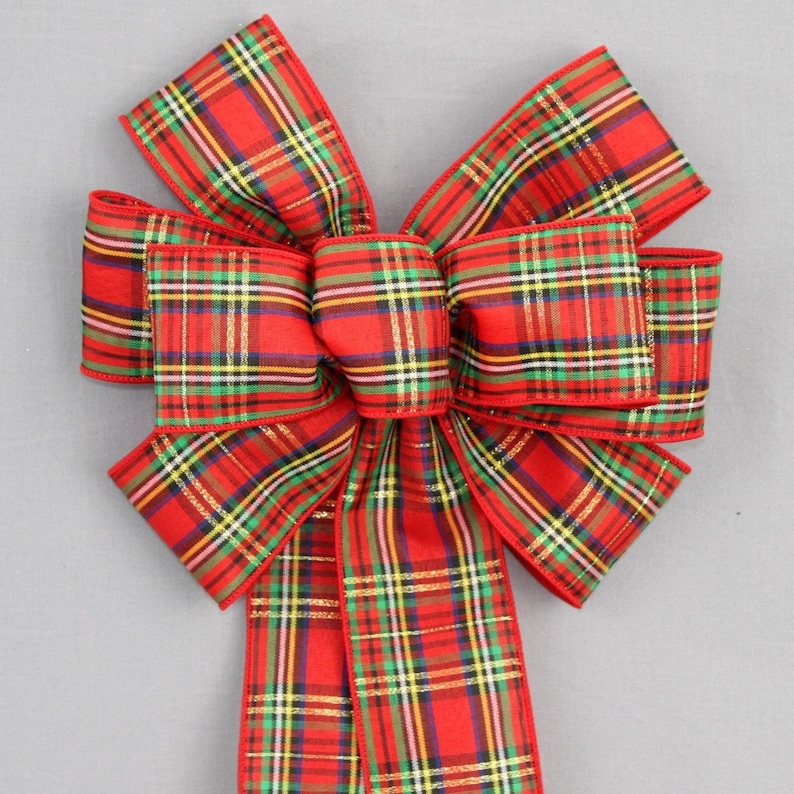 Red Tartan Christmas Plaid Wreath Bow - Christmas Wreath Bow, Plaid Christmas Bow image 1