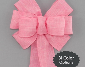 Pink Rustic Wreath Bow - Easter Wreath Bow, Spring Rustic Bow, Available in 31 colors