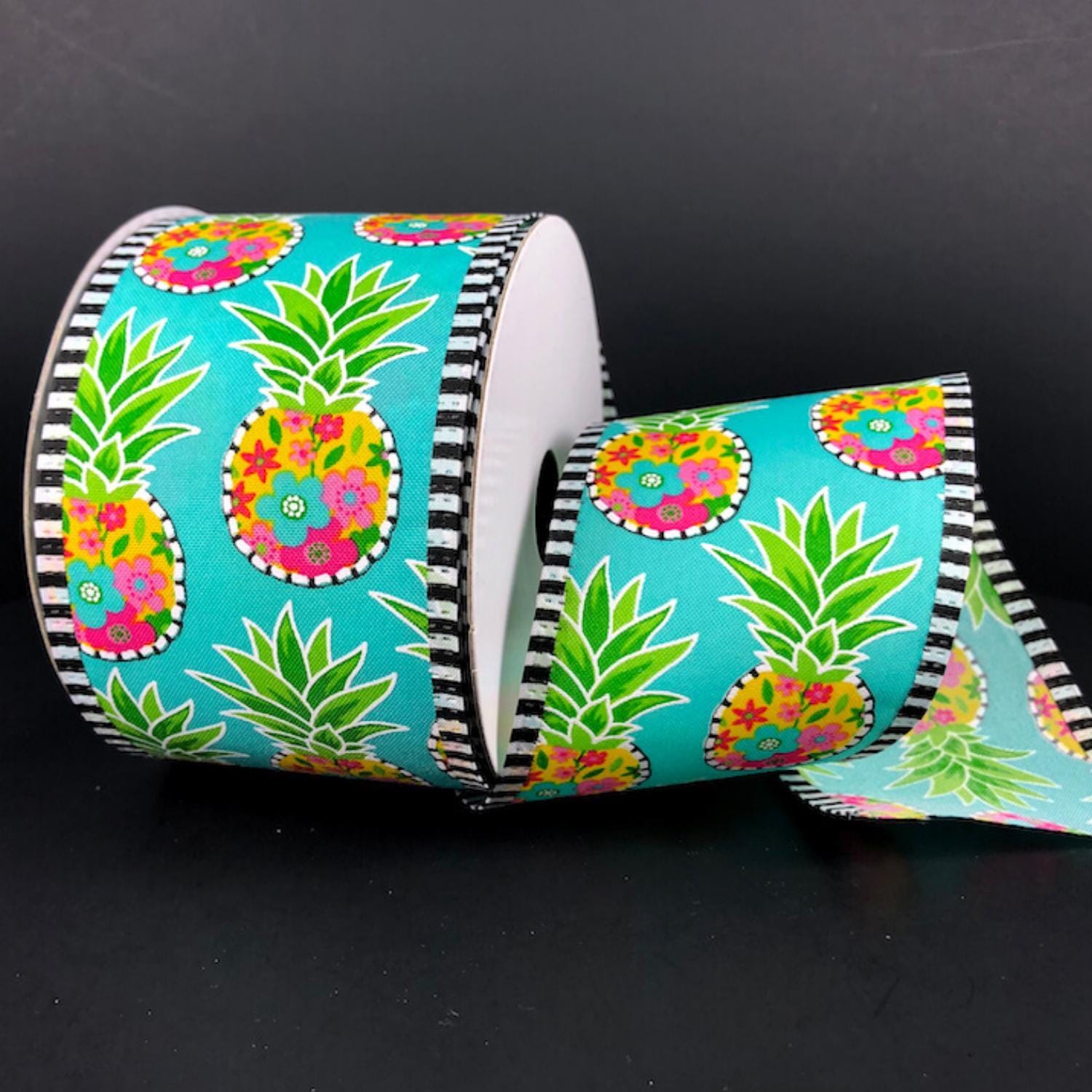 10 Yards Tropical Pineapple Wired Ribbon - Pineapple Wired
