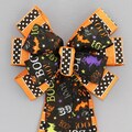 Boo Polka Dot Stripe Halloween Wreath Bow - Halloween Wreath Bow, Halloween Decorations, Front Door Decor