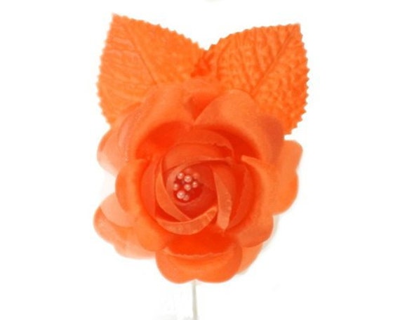 12 Orange Single Rose Flowers - Orange Flowers, Halloween Flowers, Wedding Flowers, Hair Bow Flowers, Craft Flowers, Mini Flowers Il_570xn