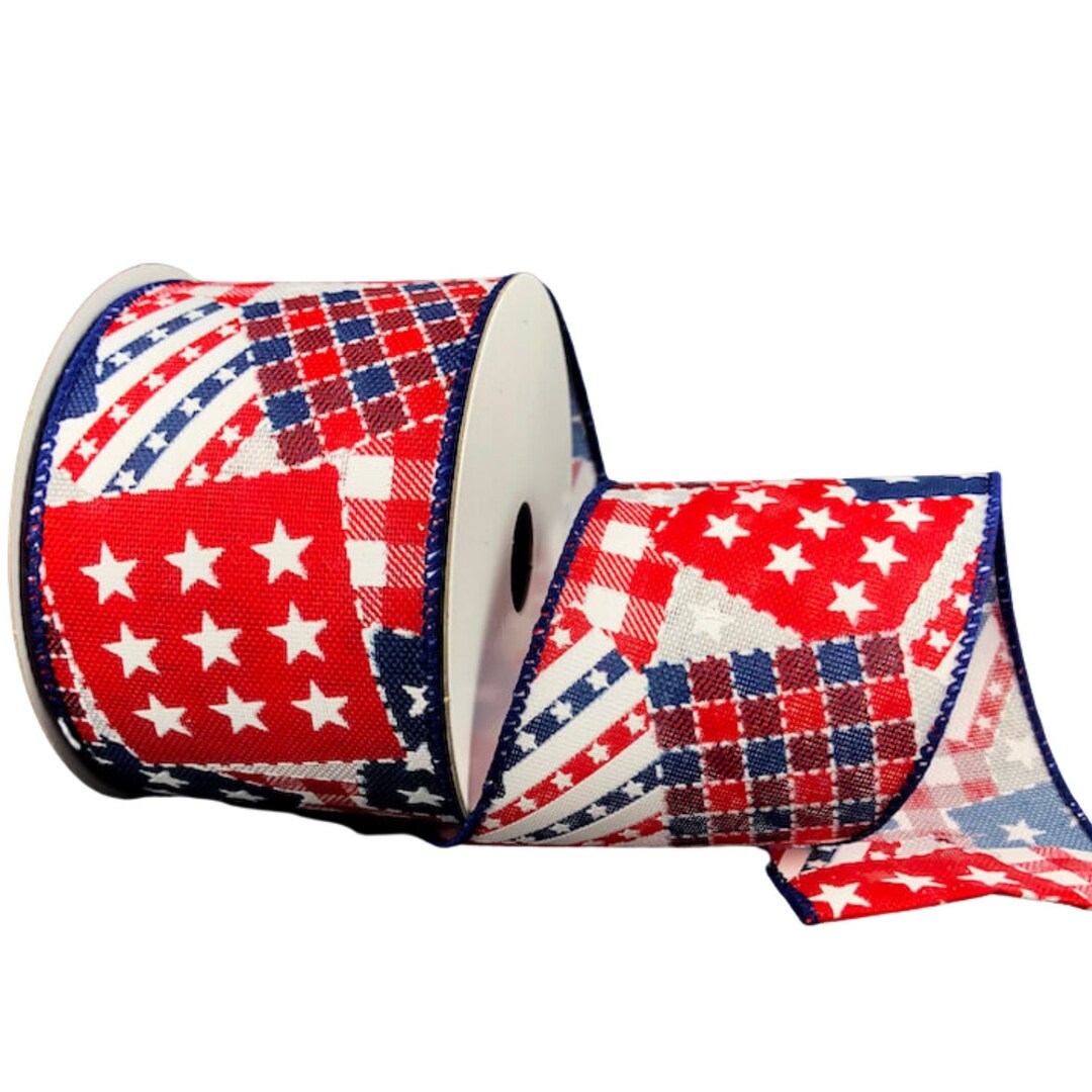 10 Yards Patriotic Patches Wire Edge Ribbon Nautical Wire Ribbon