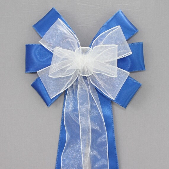 Royal Blue White Wedding Pew Bows 14 Color Options Church Pew
