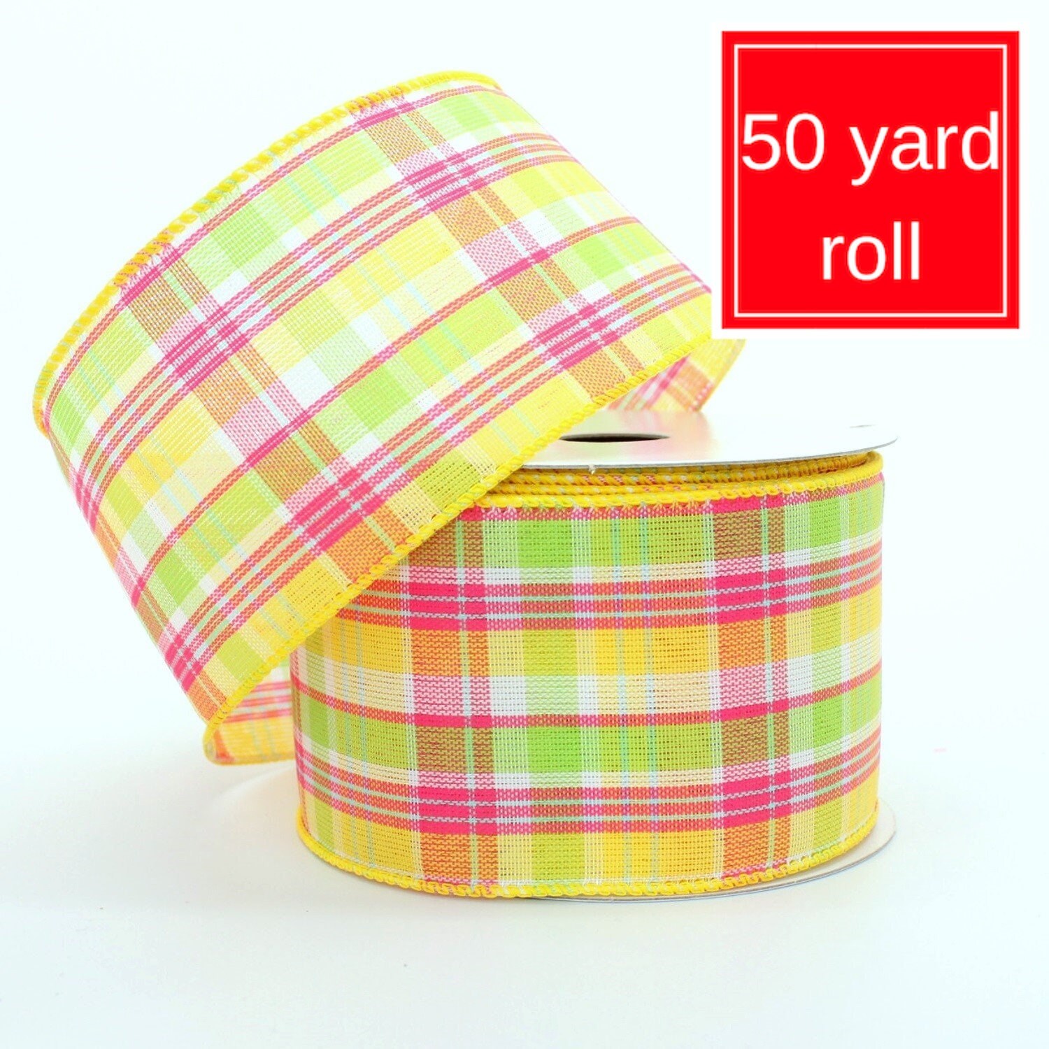 Yellow Plaid Ribbon  Yellow Gingham Ribbon - Natural Style - 1 1/2in. —  Crafted Gift Inc.