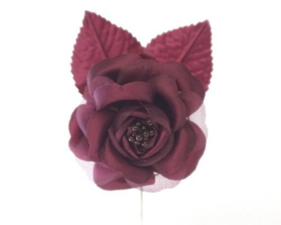 12 Burgundy Single Rose Flowers - Burgundy Flowers, Wedding Flowers, Hair Bow Flowers, Craft Flowers, Mini Flowers, Craft Supplies Il_570xn