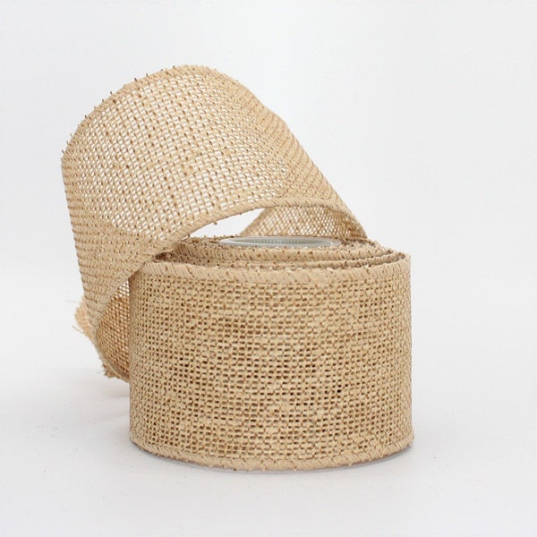 Natural Burlap Wired Ribbon -  Ribbon for Wreaths, 2.5" wide ribbon