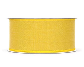 10 yards Daffodil Yellow Wire Edge Ribbon - Rustic Ribbon, Ribbon for Wreaths, 2.5" ribbon