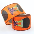 Orange Witches Legs Cauldron Halloween Wired Ribbon - 3 Yards Ribbon, Witch Ribbon, Halloween Wired Ribbon, Wired Ribbon, 2.5