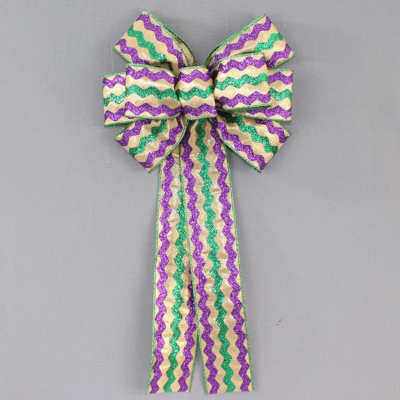 Metallic Ric Rac Mardi Gras Wreath Bow - Mardi Gras Decorations, Mardi ...
