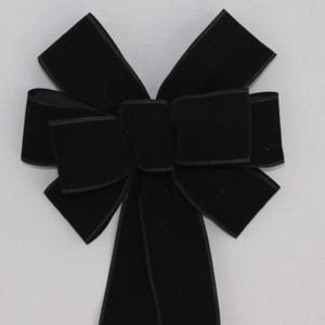 Black Velvet Wire Edge Christmas Bow - Black Christmas Velvet Wreath Bow, Christmas Tree Bow, Velvet Christmas Bow