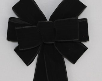 Black Velvet Wire Edge Christmas Bow - Black Christmas Velvet Wreath Bow, Christmas Tree Bow, Velvet Christmas Bow