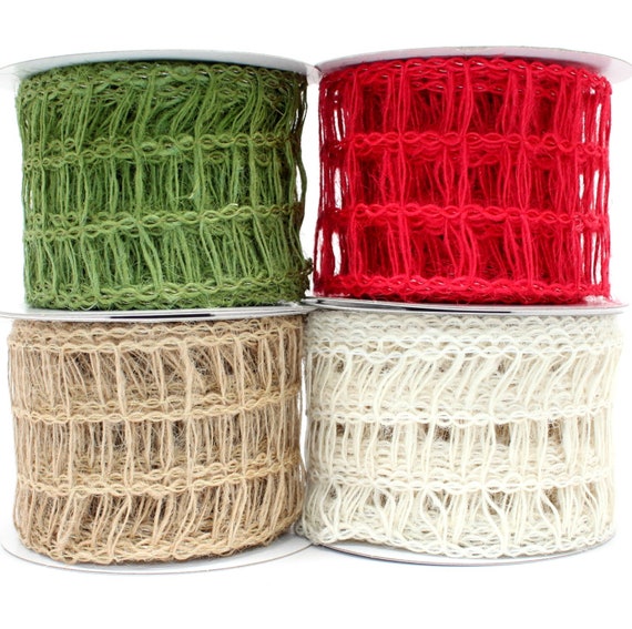 10 yards Natural Open Weave Jute Wired Edge Ribbon Spring Ribbon