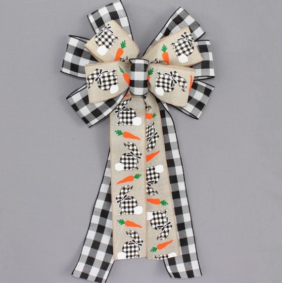 home decor Easter decoration Spring plaid bow for wreaths party decor