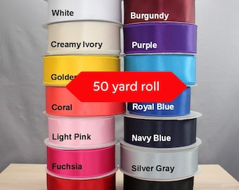 50 yards Satin Wire Edge Ribbon -  2.5" Wide Wire Ribbon, Ribbon for Wreaths, Christmas Ribbon, Wedding Ribbon