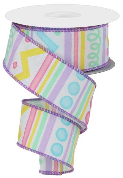 Trival Ribbon 10 Yards Watercolor Tribal Stripes Wired Ribbon - 2 Color Options ...