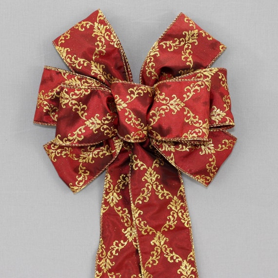 Burgundy Florentine Christmas Wreath Bow Burgundy Wreath Bow