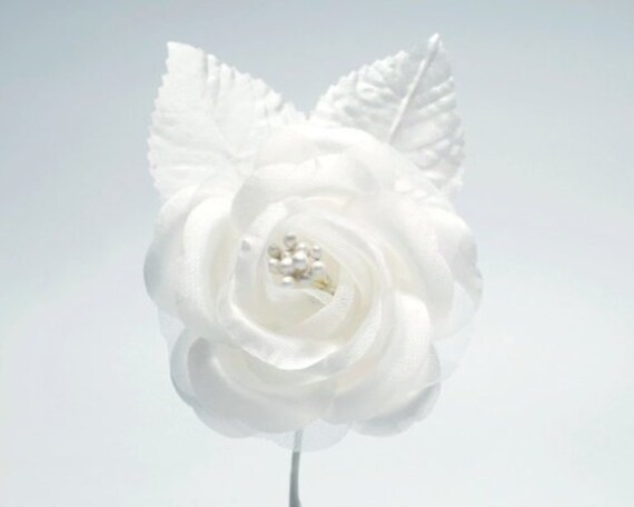 12 White Single Rose Flowers - White Flowers, Wedding Flowers, Hair Bow Flowers, Wedding Flowers, Mini Flowers Il_570xn