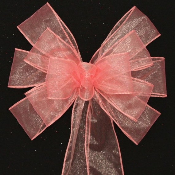 Coral Sheer Wedding Pew Bows Church Aisle Decorations Wedding Chair Bows By Package Perfect Bows Catch My Party