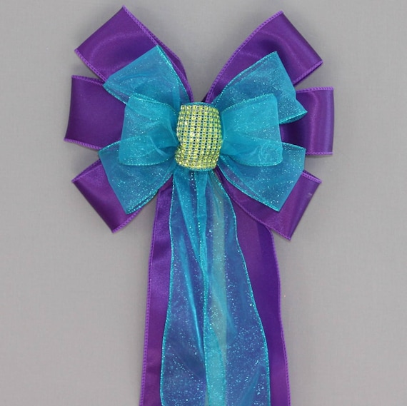 Purple Bling Peacock Wedding Pew Bow Church Pew Decorations