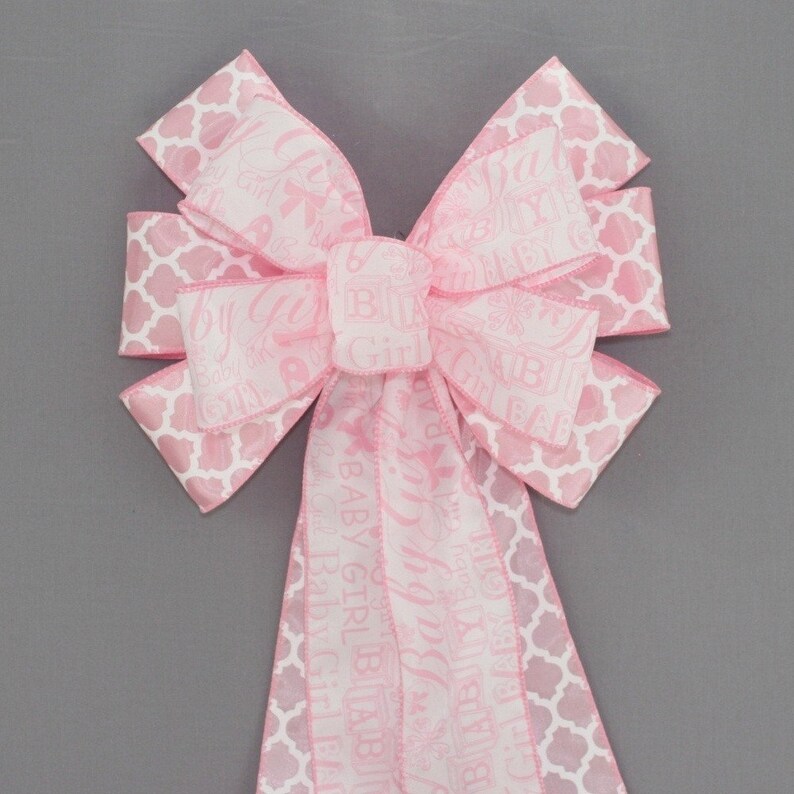 Pink Baby Girl Script Bow Baby Girl Shower Bow Baby | Etsy