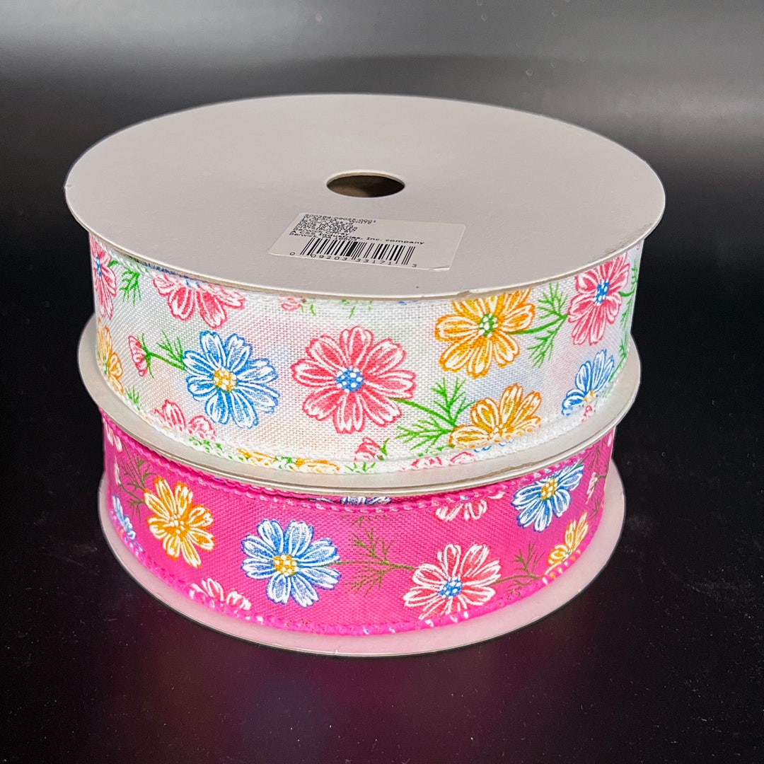 Spring Colored Ribbons 25 Yards Spring Floral Wire Edge Ribbon - Spring Ribbon, Floral Ribbon ...