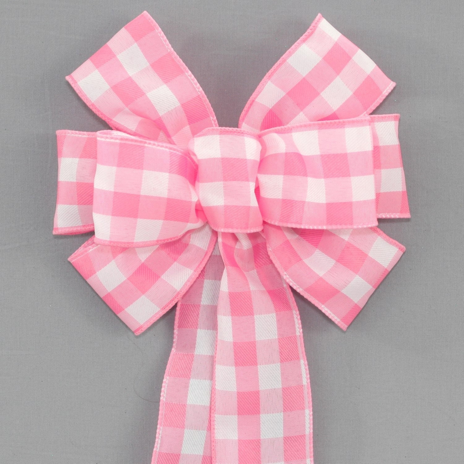 pink bow with ribbon. bow and ribbon with buffalo texture. easter or spring  bow with gingham fabric pattern 5538737 Vector Art at Vecteezy