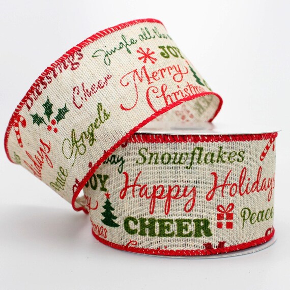 10 Yards Merry Christmas Gold Glitter Ribbon Wired Edge 2.5 in x 30 feet. 10 Yards Merry Christmas Gold Glitter Ribbon Wired Edge 2.5 in x 30 feet.