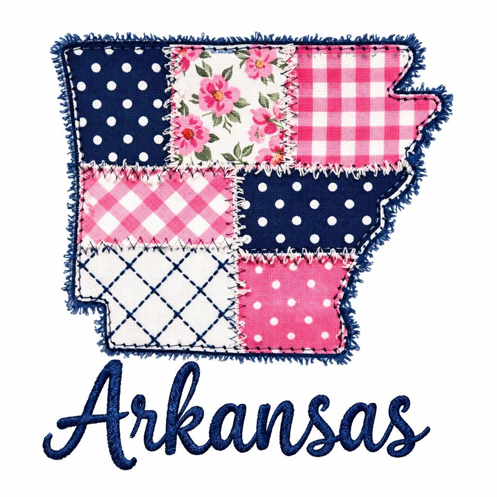 State Patchwork Vintage Arkansas Appliqué Design PNG | Patchwork State Outline (digital ...