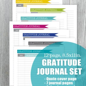 Gratitude Journal 12 Page Set Citation inspirante imprimable numérique To Do List Cartes de remerciement