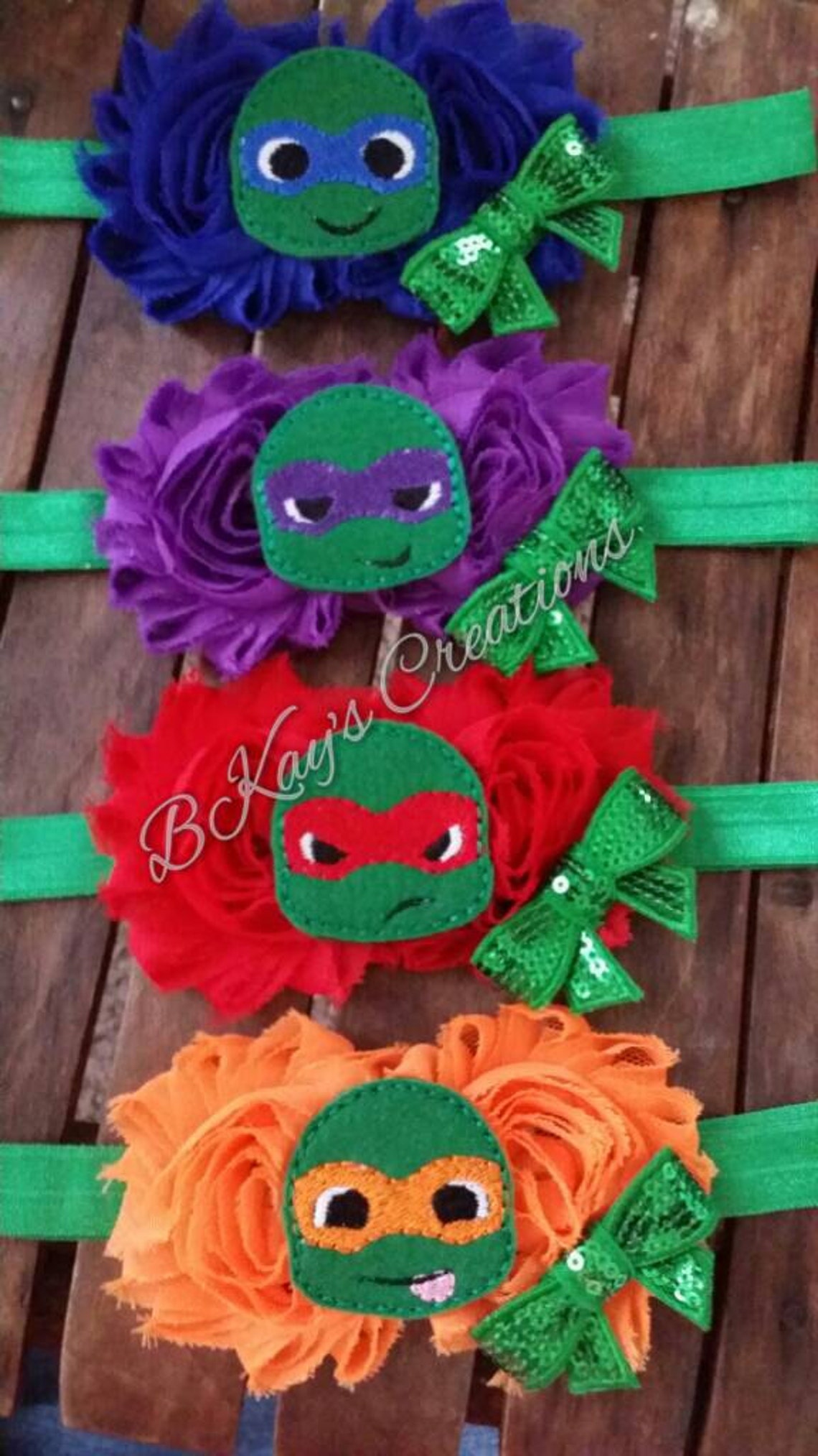 Teenage Mutant Ninja Turtle Chiffon Flower Headband Shabby - Etsy