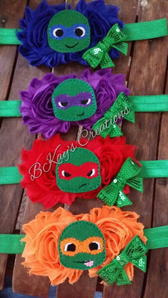 and Donatello The Teenage Mutant Ninja Turtles Feltie Headband or Clip- Michelangelo Rapahel Leonardo