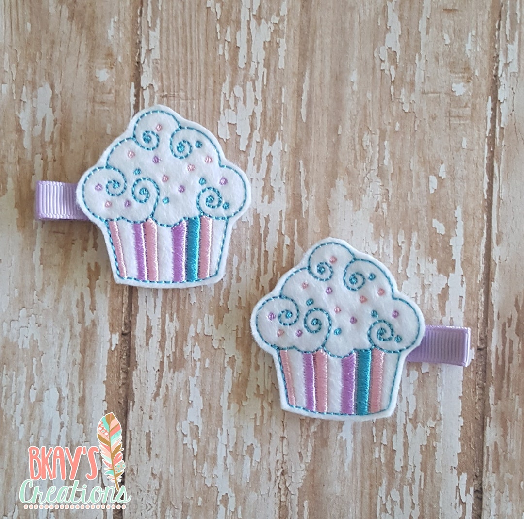 Cupcake Felt Clip Cupcake Hair Clip Cupcake Hair Bow Hair Etsy