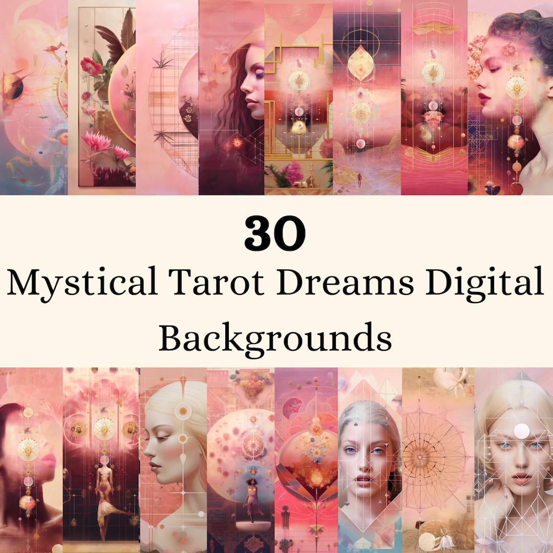 30 Mystical Tarot Digital Backgrounds, 600 DPI, PNG Format, Commercial