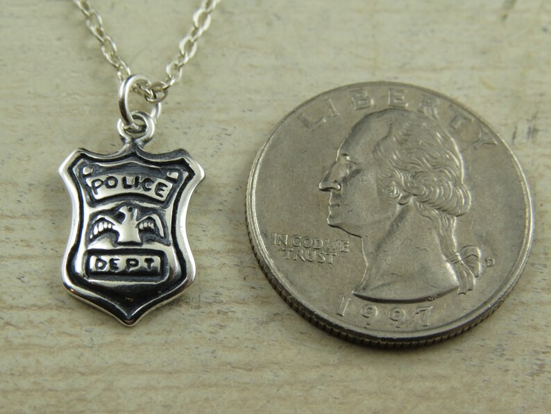 Sterling Silver Police Badge Necklace Law Enforcement Etsy