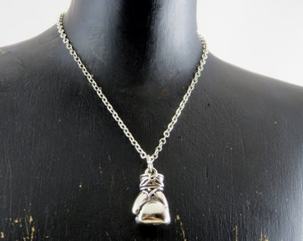 Sterling silver boxing glove necklace, boxing glove neckalce, boxer neckalce, sports fan neckalce, unisex boxing glove necklace