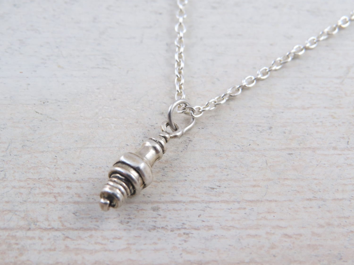 Sterling silver spark plug necklace Tiny spark plug necklace Etsy