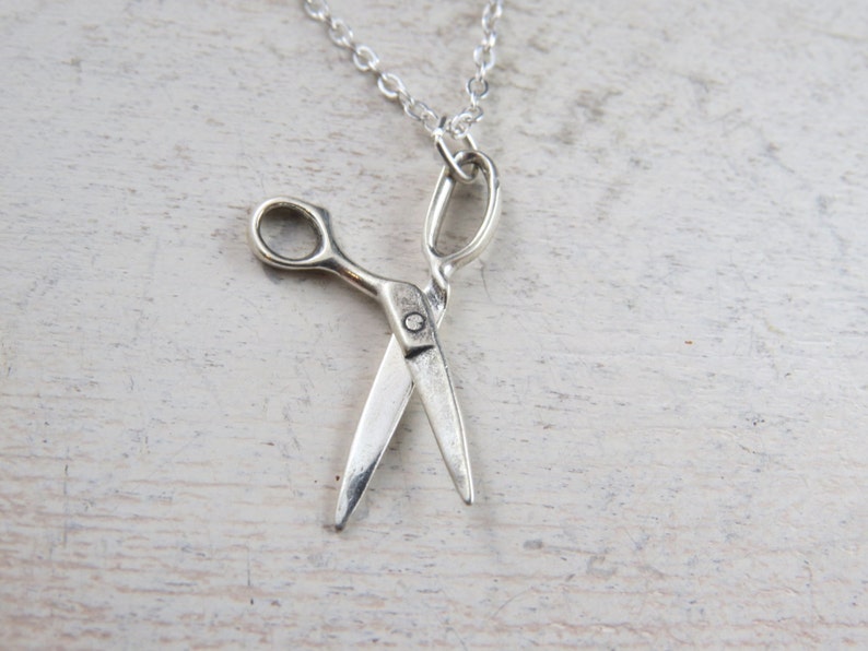 Sterling Silver Scissors Necklace Pair of Scissors Necklace Etsy