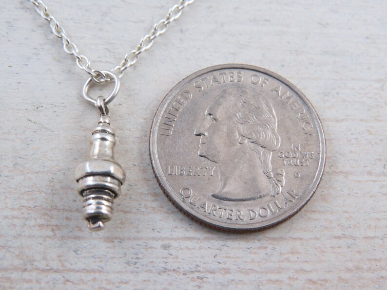 Sterling silver spark plug necklace Tiny spark plug necklace Etsy