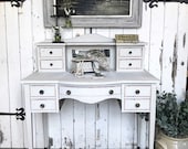 19th century French ladies dressing table writing desk with bevelled mirror.