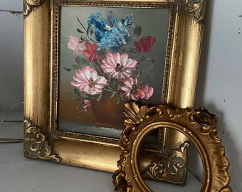 Original 1950’s Floral Still Life In Gilt Wood Frame.
