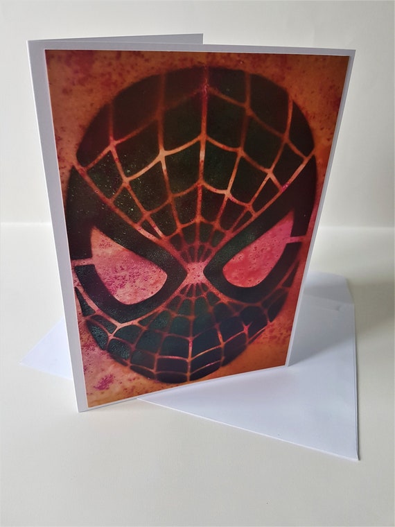 Spiderman card Spiderman style card card Spray paint card Etsy