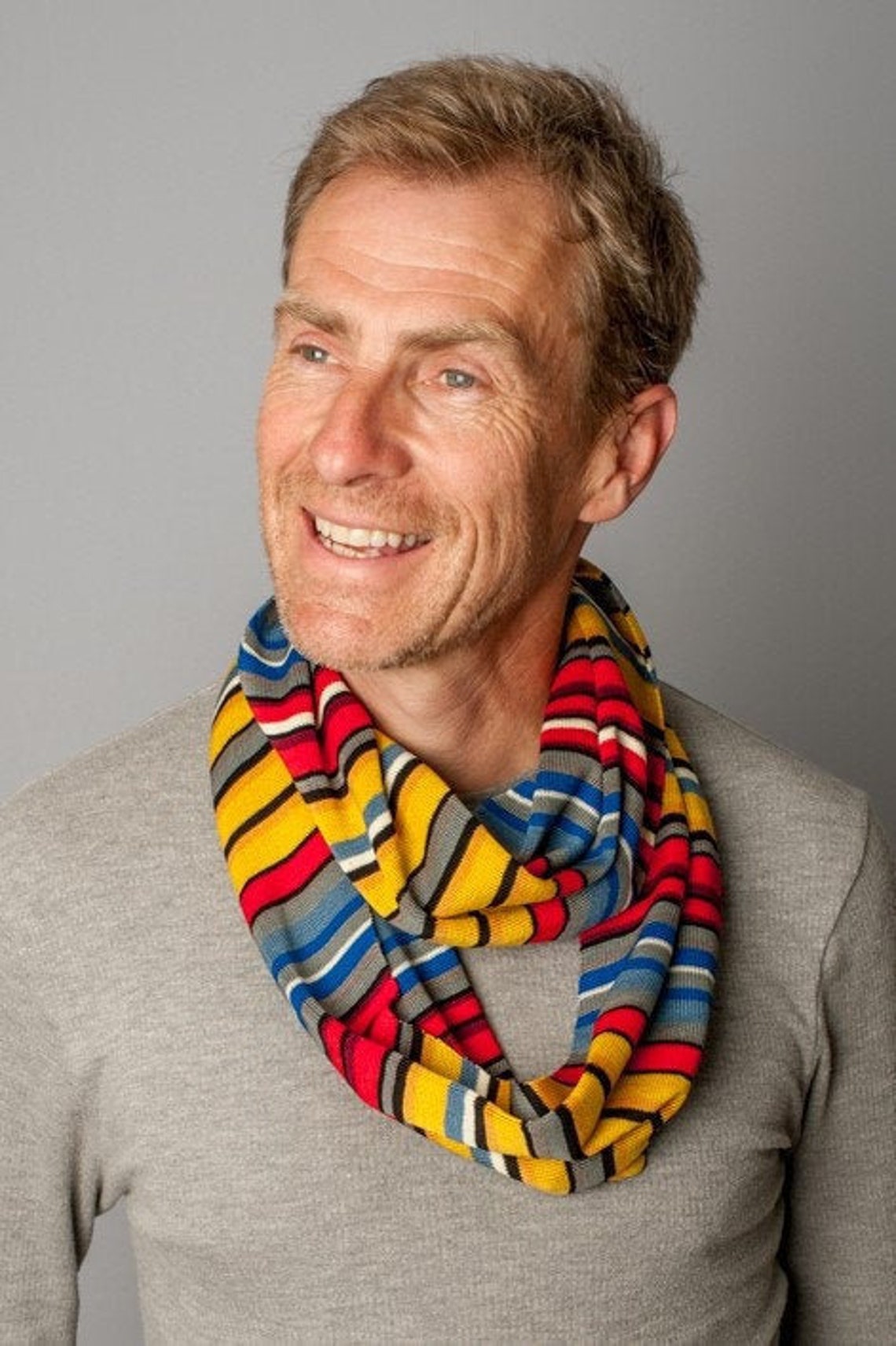 Men's Infinity Scarf Striped Infinity Scarf Unisex Etsy